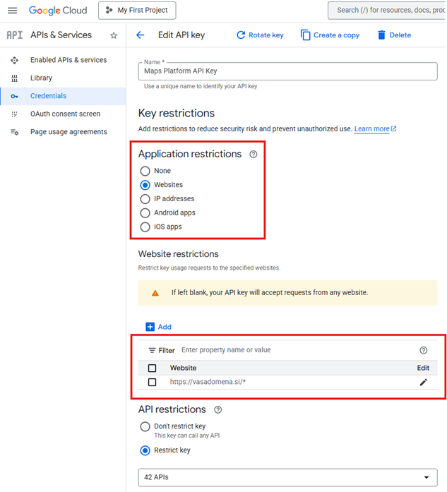 Dodatne varnostne nastavitve-Credentials